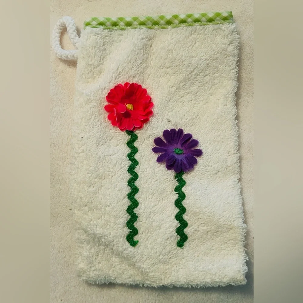 Floral Body Wash Glove Terrycloth Washcloth Hand Glove Vintage